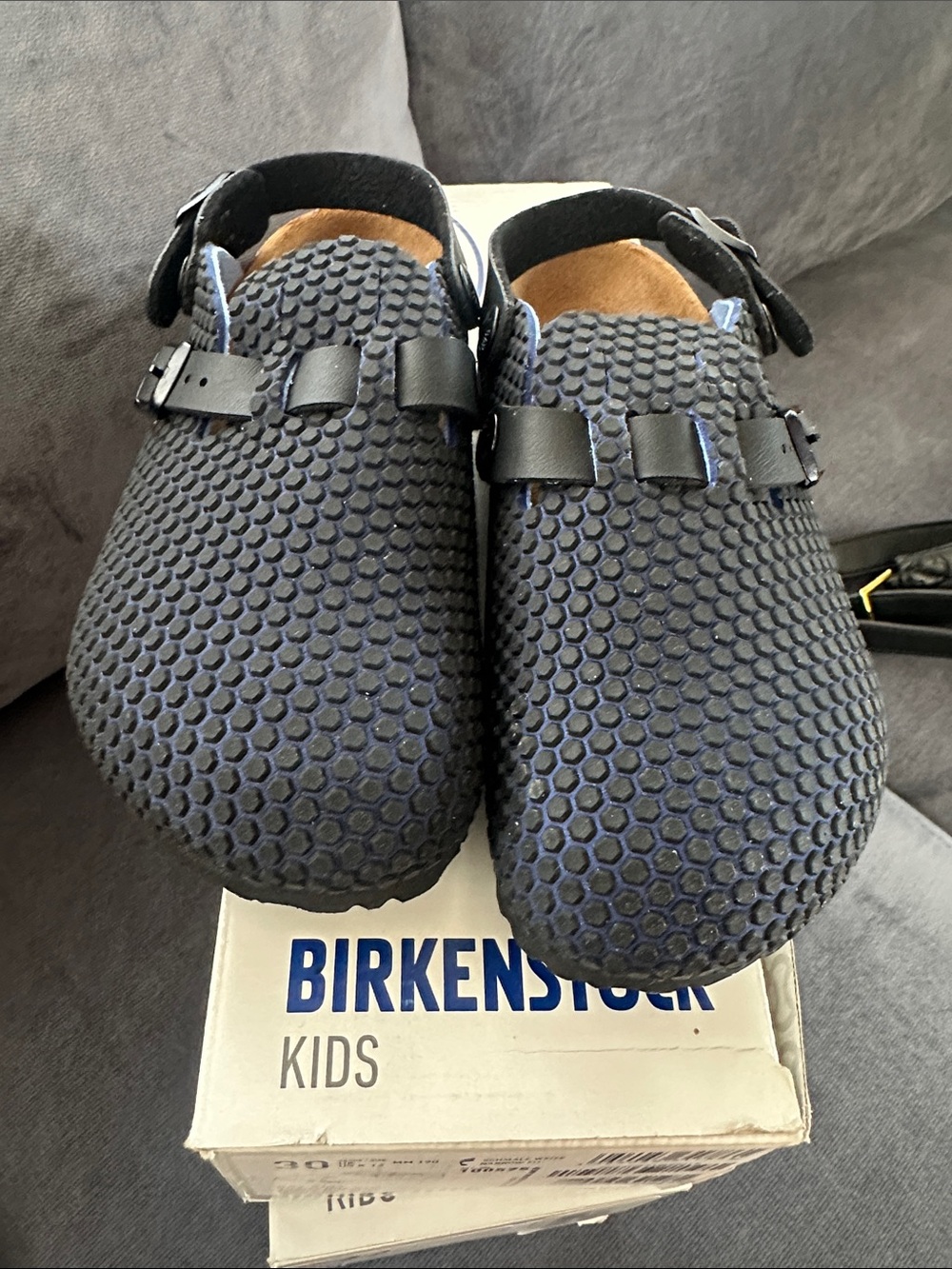 Birkenstock Kay Kids slip on clogs Navy Textured octopus blue black